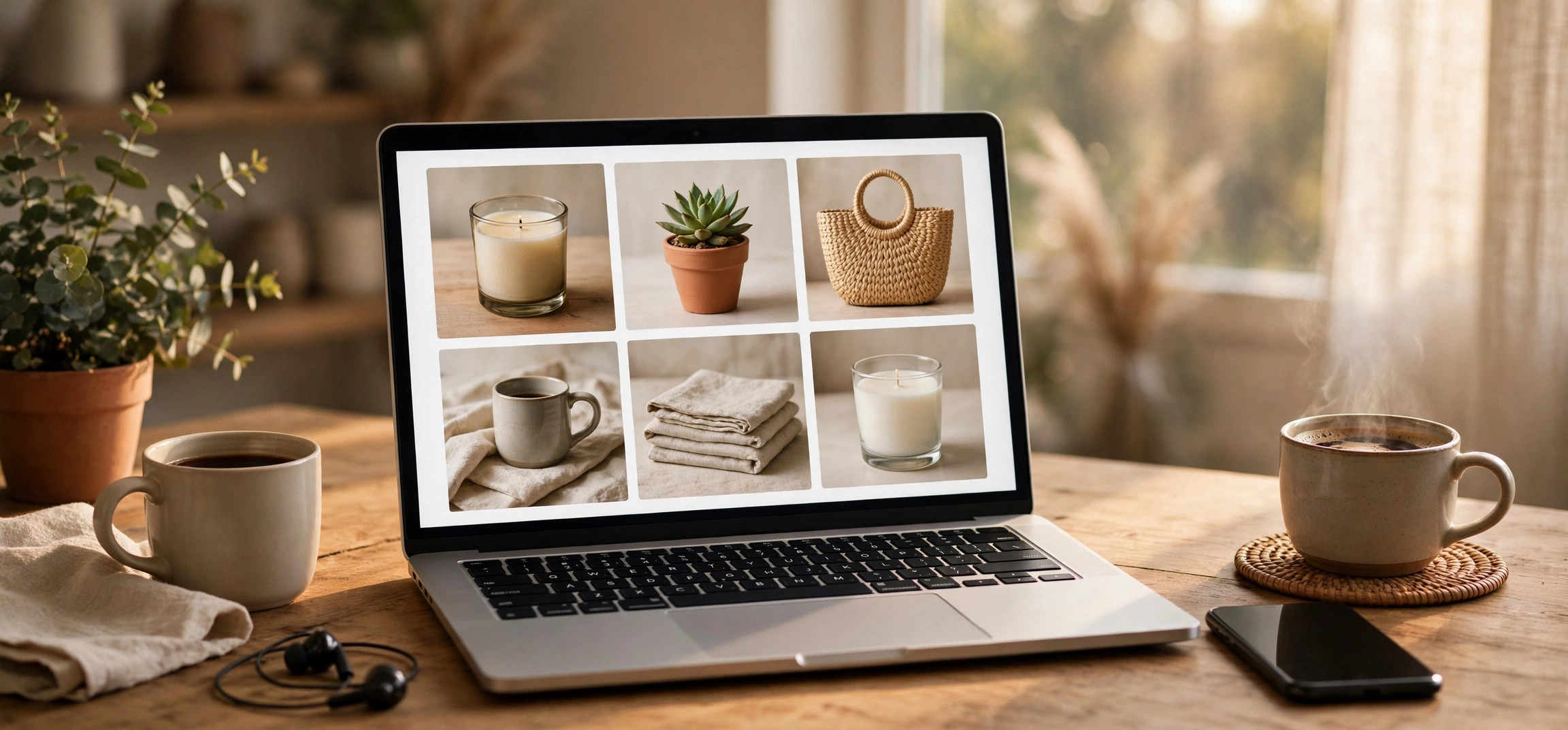 Beginner selling digital products online from a home office laptop setup
