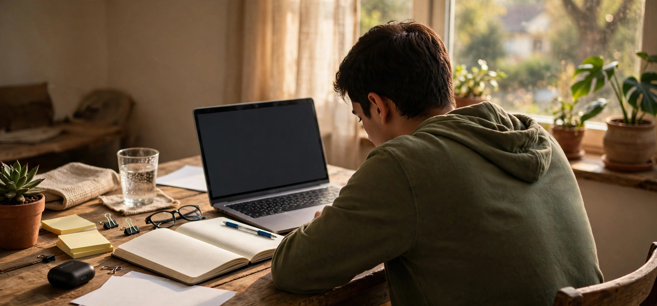 Beginner in India learning freelance skills on laptop at home desk