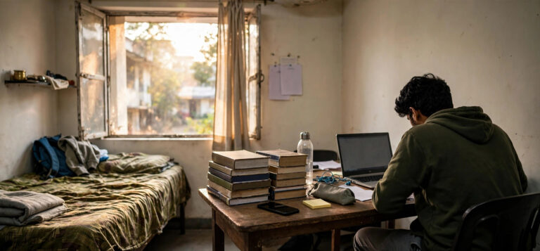 Indian student exploring the best paid survey sites for Indian students on a laptop