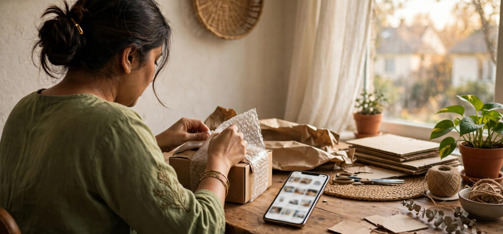 Beginner running a zero-investment Meesho reselling business from home in India